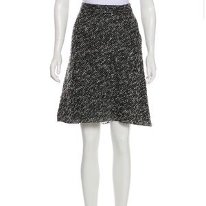 Prada - Tweed Wool Skirt - Size M/US6 - White, Grey, Black